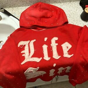 Red Kids Hoodie with White Lettering